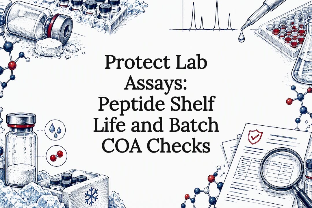 Peptide assay storage and COA title card